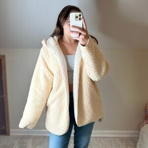 BDG: Cream Sherpa Cardigan Hoodie